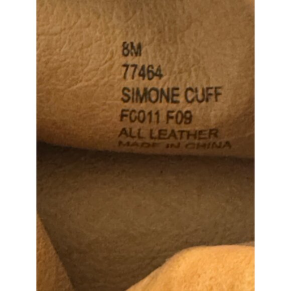 Frye Simone Cuff Mid-Calf Leather Natural Tan Boots With Stacked Heel.Size 8 - Picture 12 of 13